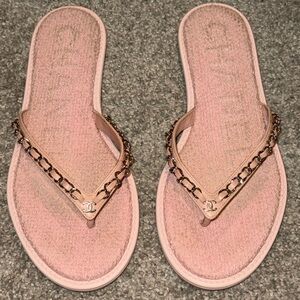 Chanel Light Pink Chain Women's Sandals